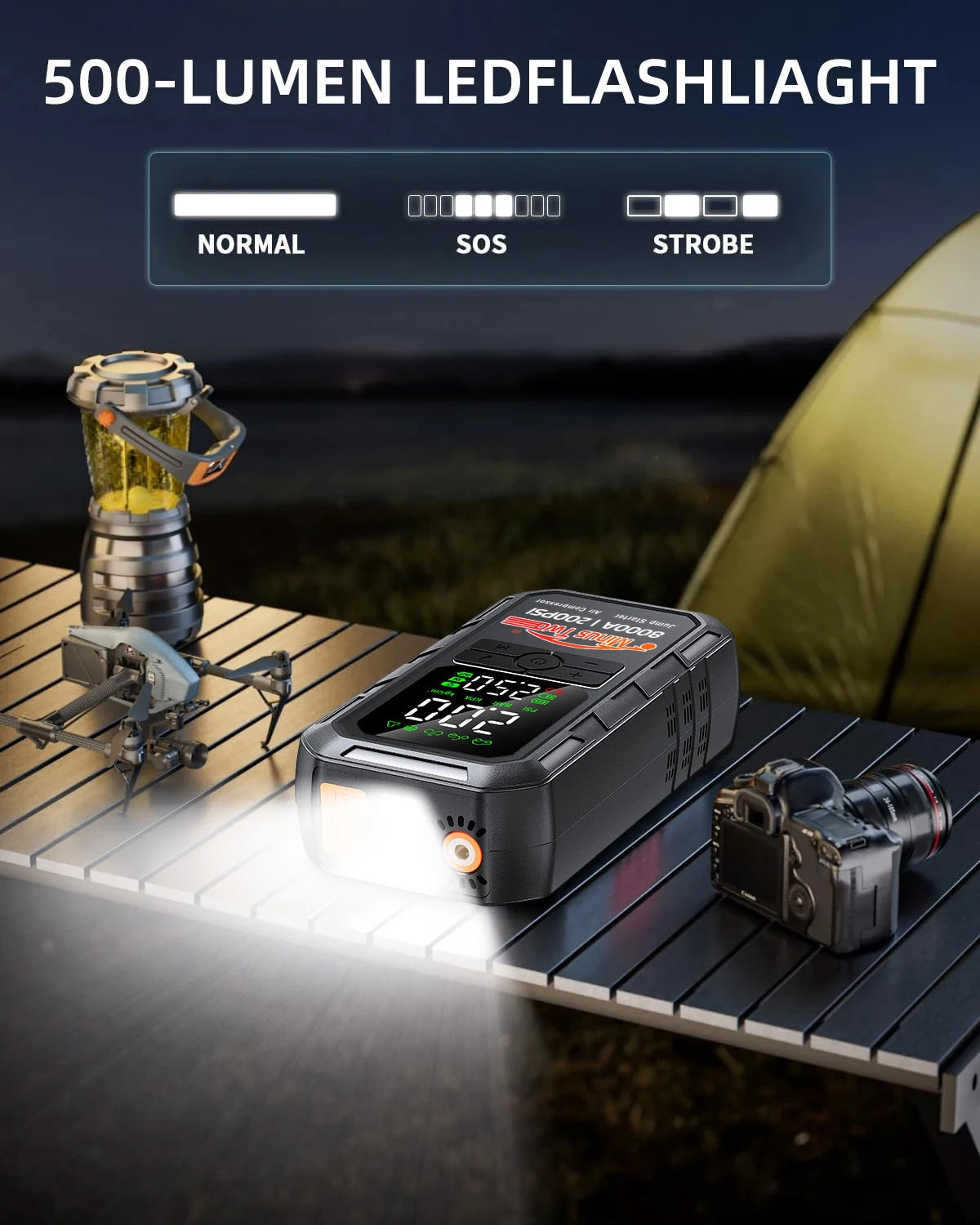 Avviatore D'Emergenza Auto 4 In 1 Con Compressore D'Aria Pompa Pneumatici 150 PSI Power Bank Portatile
