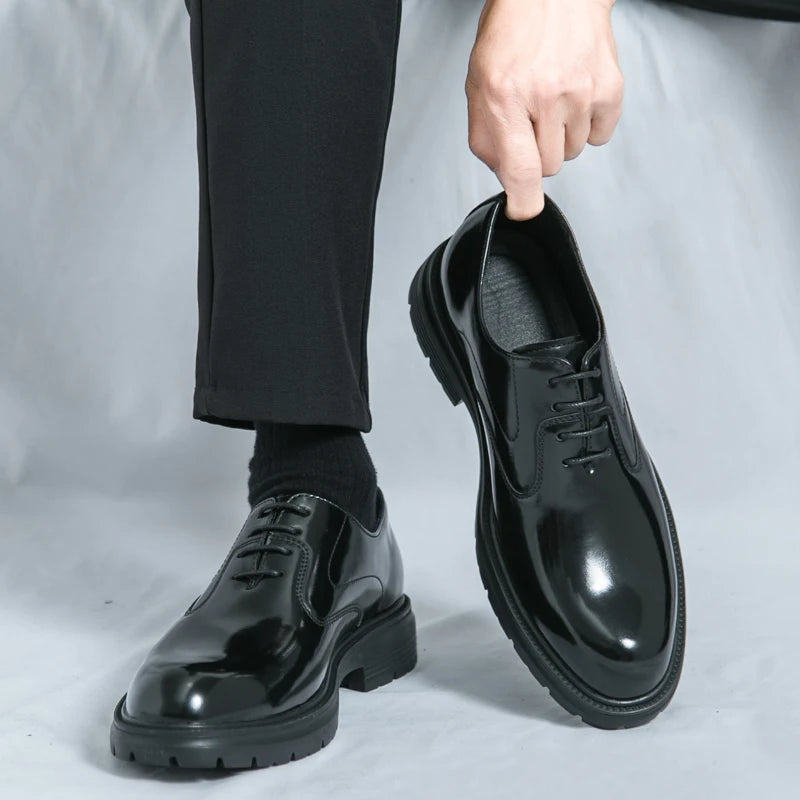 Scarpe Da Uomo In Pelle Con Suola Spessa Formali Da Lavoro Oxford Classiche Fatto A Mano Calzature Casual