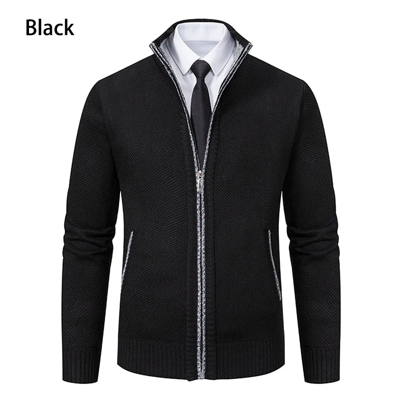 Cappotto Sportivo Casual Da Uomo In Jersey Autunno Inverno Con Colletto Alla Coreana E Cerniera Frontale In Pile