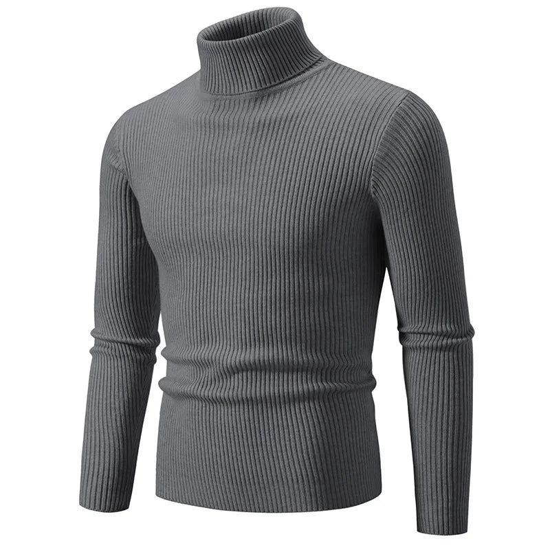 Pullover Da Uomo Dolcevita Lavorato A Maglia Solido Slim Fit Autunno Inverno Manica Intera Casual