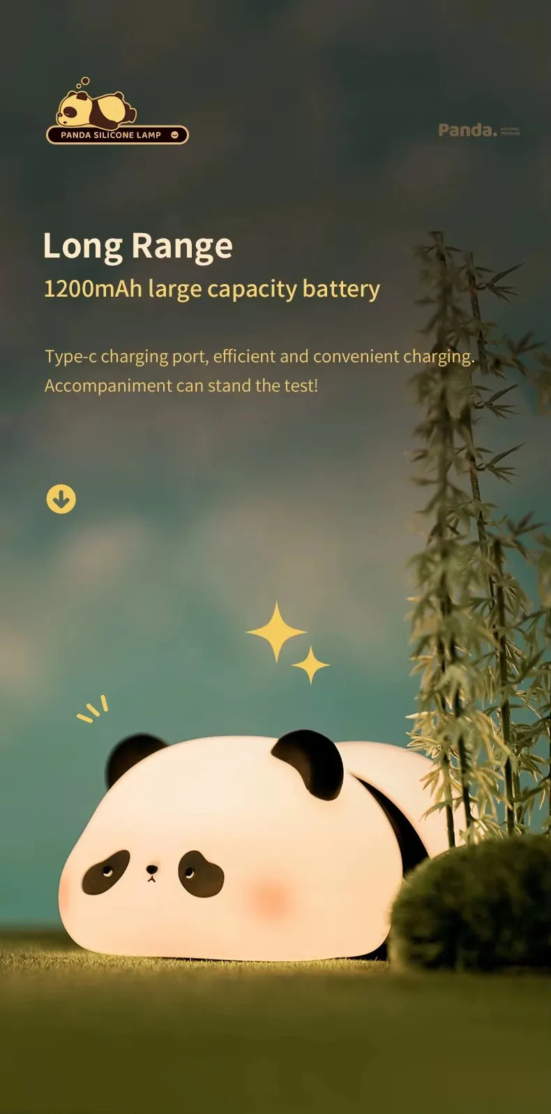 Lampada Notturna Panda Ricaricabile con Sensore Touch Silicone Dimmerabile Led per Comodino per Bambini Regalo