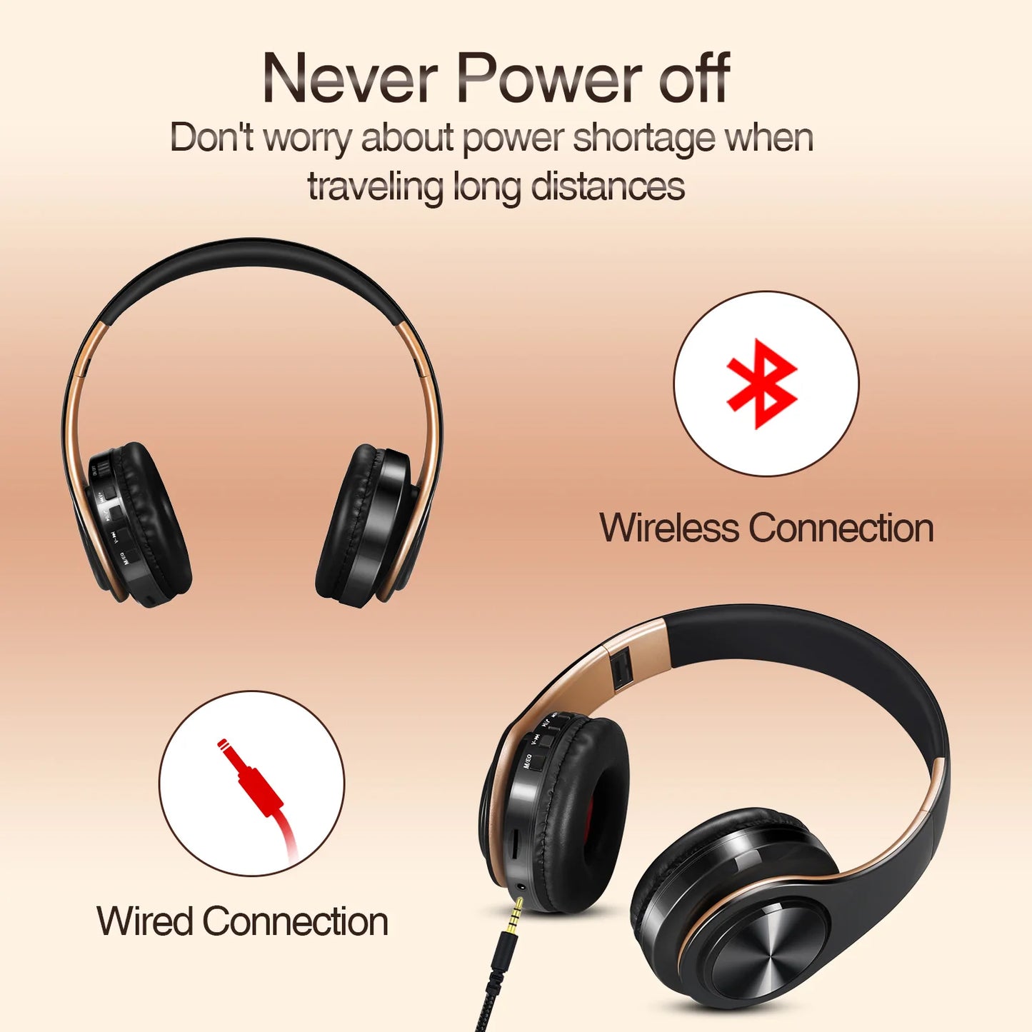 Cuffie Wireless Dorate Bluetooth con Microfono Incorporato Auricolare Stereo Universale per Android e iOS Regalo da Uomo