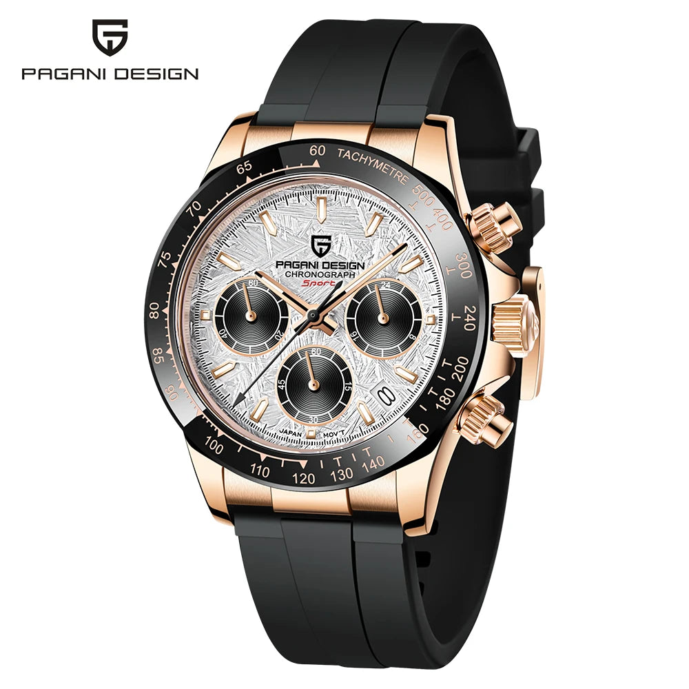PAGANI DESIGN 2024 PD1644 Orologio Da Polso Uomo Quarzo Cronografo 100M Vetro Zaffiro Quadrante Meteorite