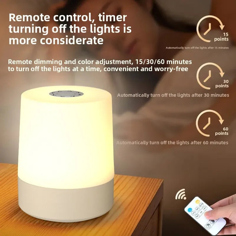Lampada Da Notte Touch LED USB Ricaricabile Tre Colori Con Controllo Remoto Portatile Da Comodino Da Tavolo