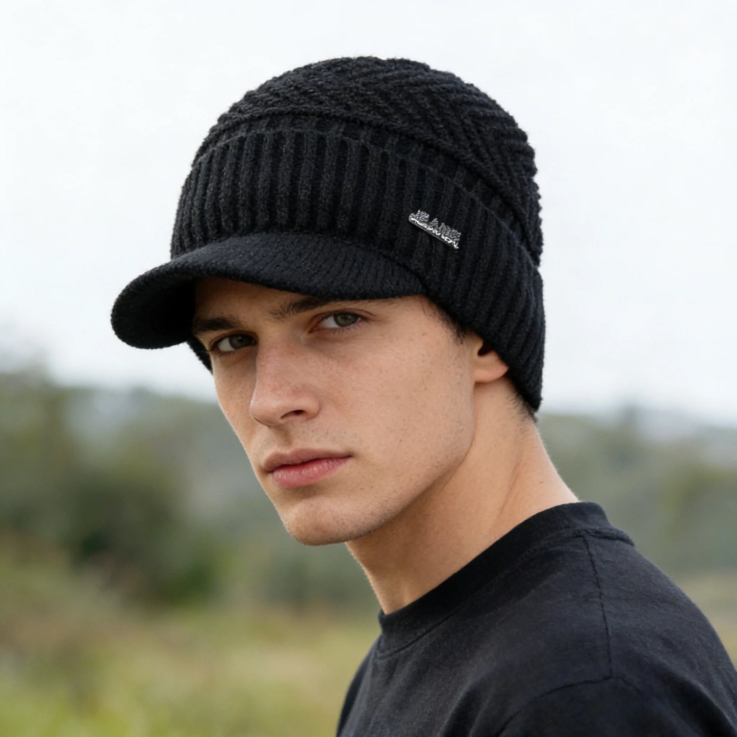 Cappello In Lana Per Uomo Autunno Inverno Lavorato A Maglia Con Visiera Imbottita Caldo E Confortevole