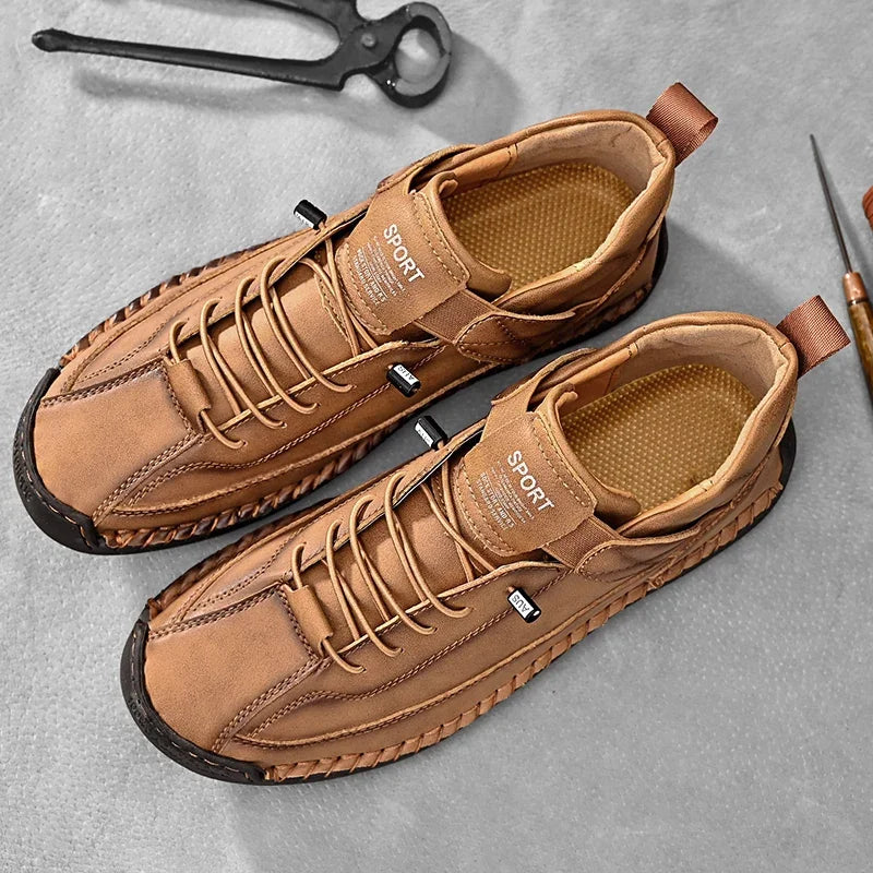 Scarpe In Pelle Cucite A Mano Uomo Scarpe Casual Da Passeggio Antiscivolo Leggere Esterno Taglia 47 48 Mocassini Slip On