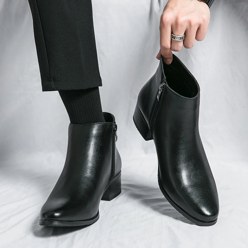 Scarpe Da Uomo Stivaletti Chelsea Impermeabili In Pelle Casual E Business Retrò Mocassini Classici
