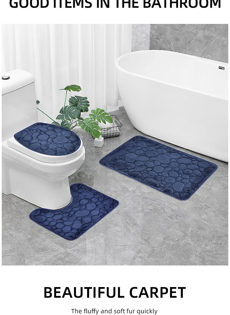 Set Da Tre Tappetini Da Bagno In Microfibra Antiscivolo Assorbenti In Tinta Unita Comodi E Morbidi