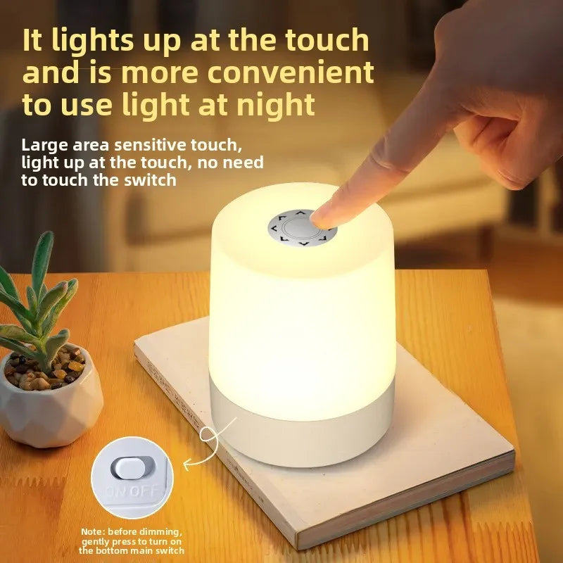 Lampada Da Notte Touch LED USB Ricaricabile Tre Colori Con Controllo Remoto Portatile Da Comodino Da Tavolo