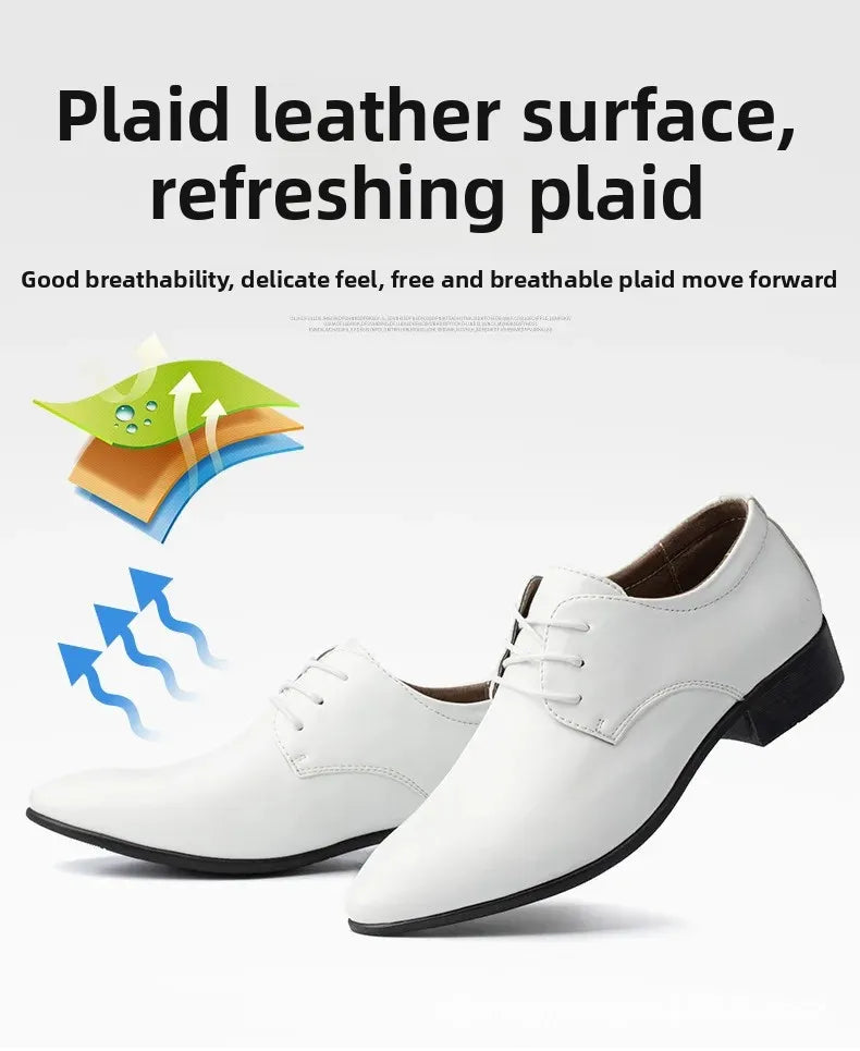 Scarpe Da Uomo In Pelle Primavera Autunno Formali Da Lavoro Punta A Punta Traspiranti Pelle Verniciata Rossa Lucida