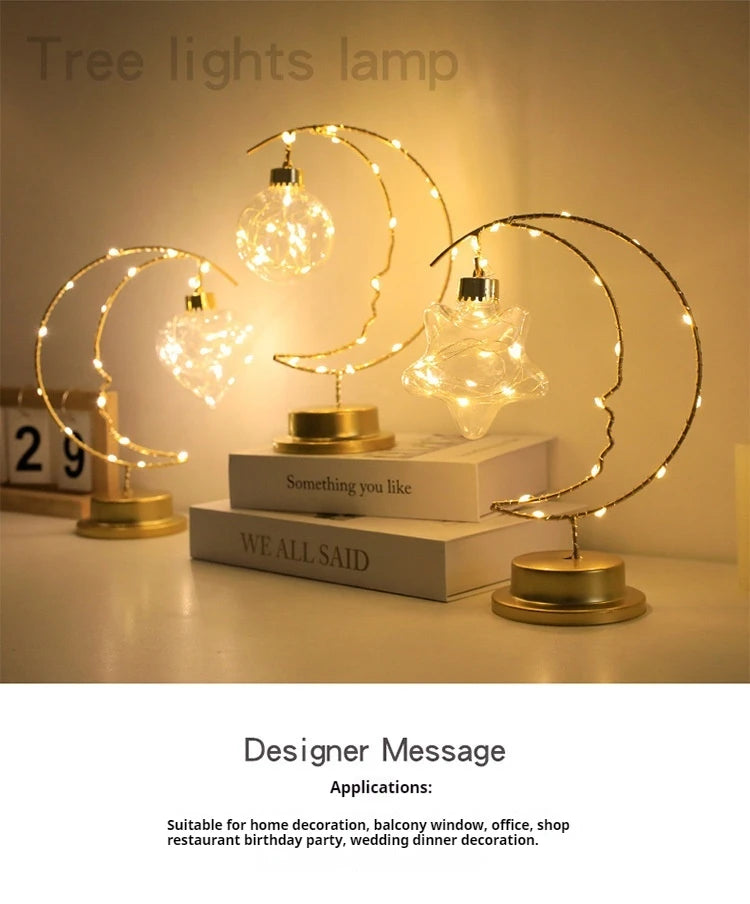 Luce LED a Forma di Luna Stella Lampada Da Notte Ferro Decorazione Interni Per Camerette Regalo Ideale