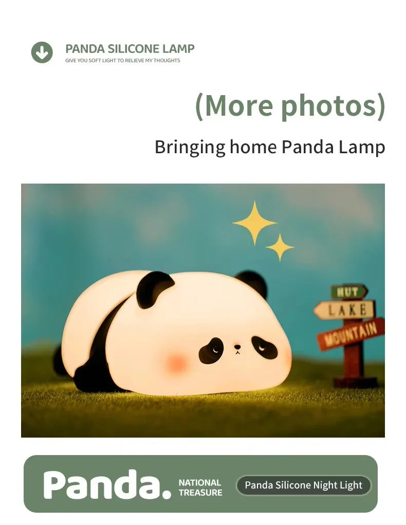 Lampada Notturna Panda Ricaricabile con Sensore Touch Silicone Dimmerabile Led per Comodino per Bambini Regalo