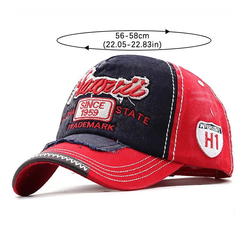 Berretto da Baseball Retrò per Donna in Denim con Lingua d'Anatra Cappello con Visiera Rossa Vintage per Ragazza