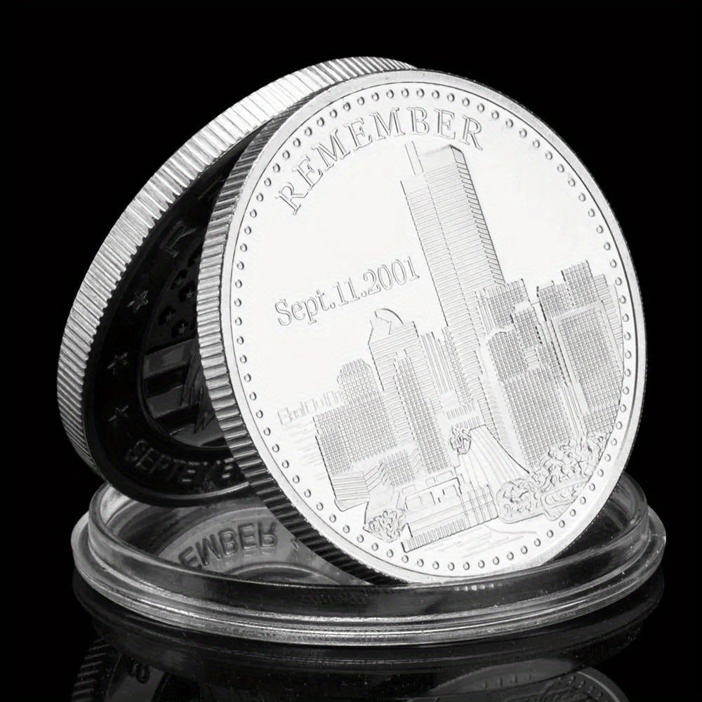 Moneta Ricordo 9.11 2001 Placcata Oro Modello Aquila Commemorativa Da Collezione Souvenir
