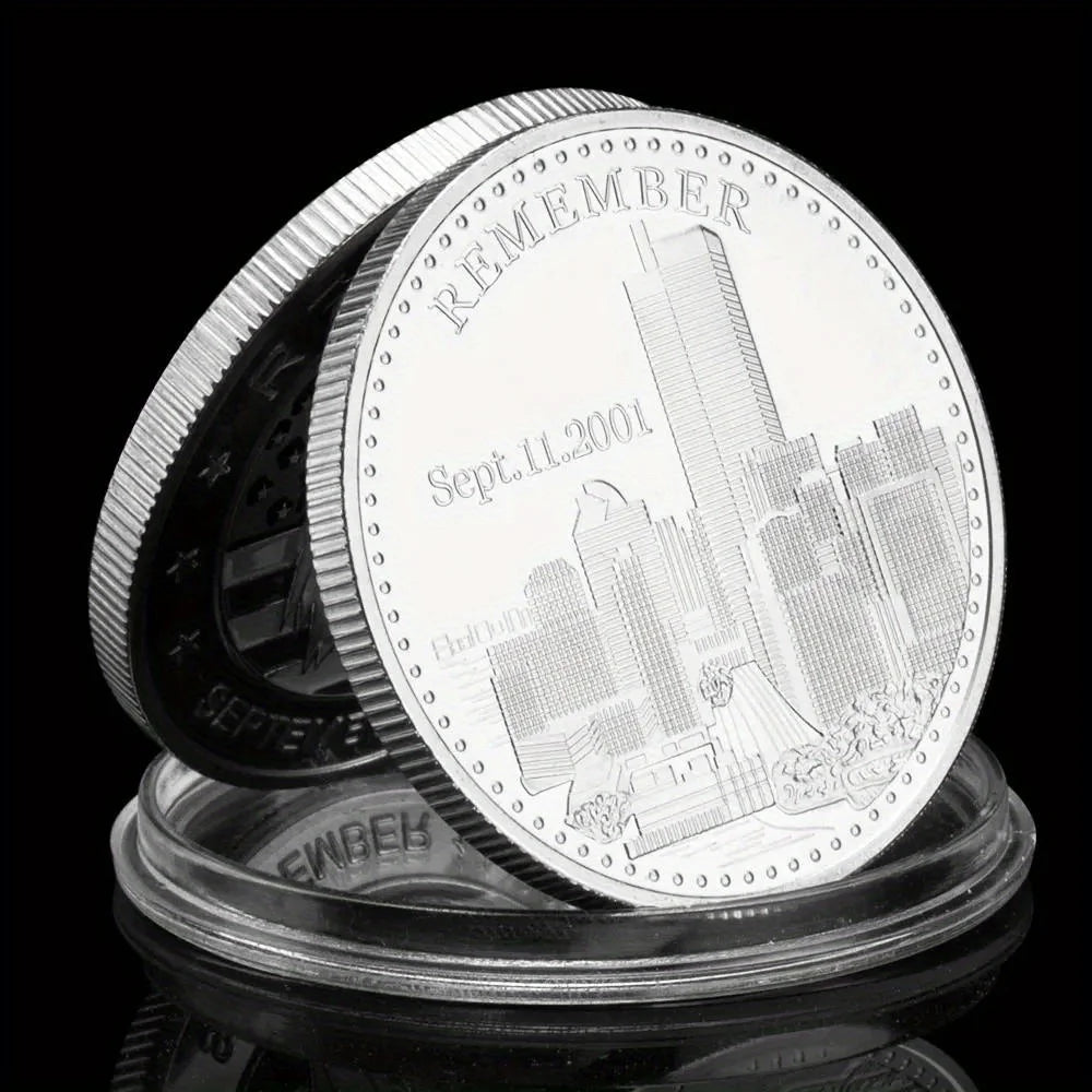 Moneta Ricordo 9.11 2001 Placcata Oro Modello Aquila Commemorativa Da Collezione Souvenir