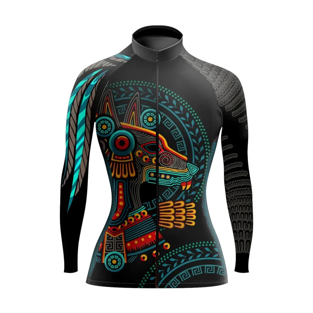 Maglia Ciclismo Da Donna A Maniche Lunghe Stile Messico Primavera Autunno Inverno Con Fodera In Pile Leggera E Calda