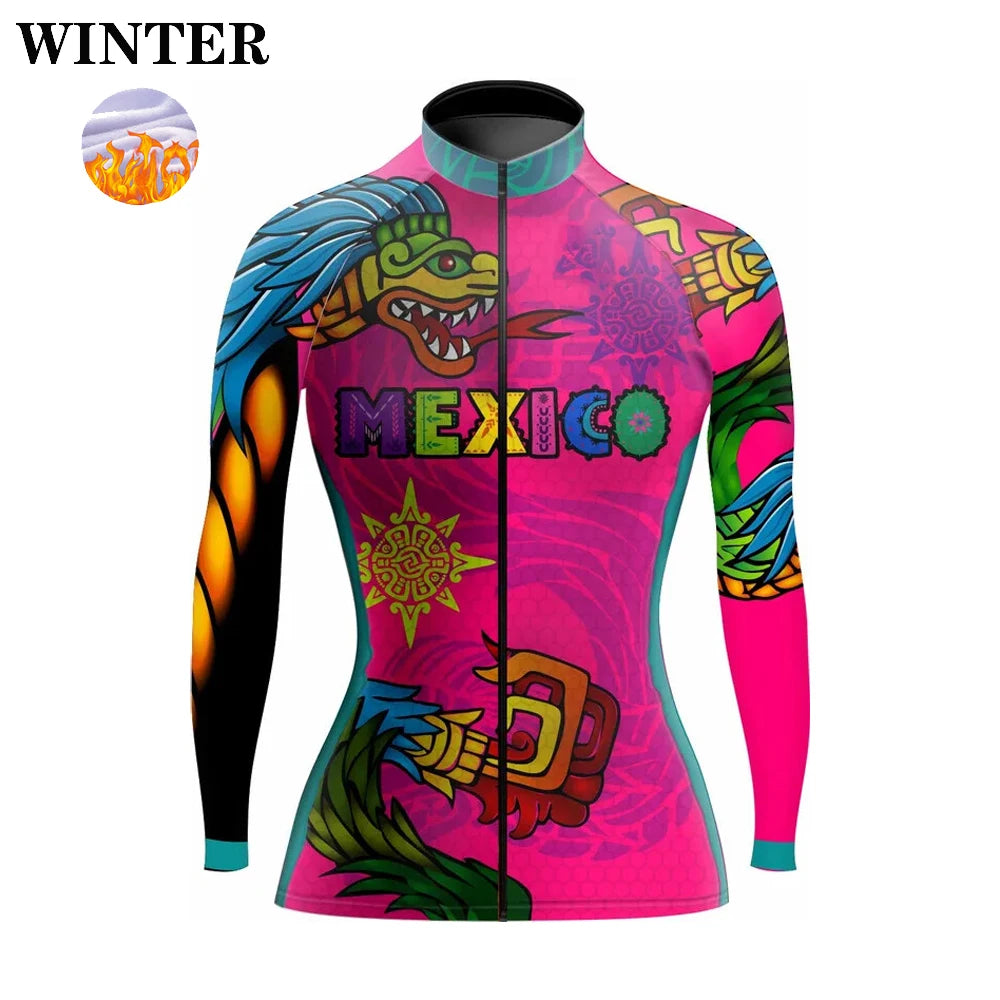 Downorup Maglia Ciclismo Donna Manica Lunga Tutta La Stagione Pile Caldo Leggera Modello L001
