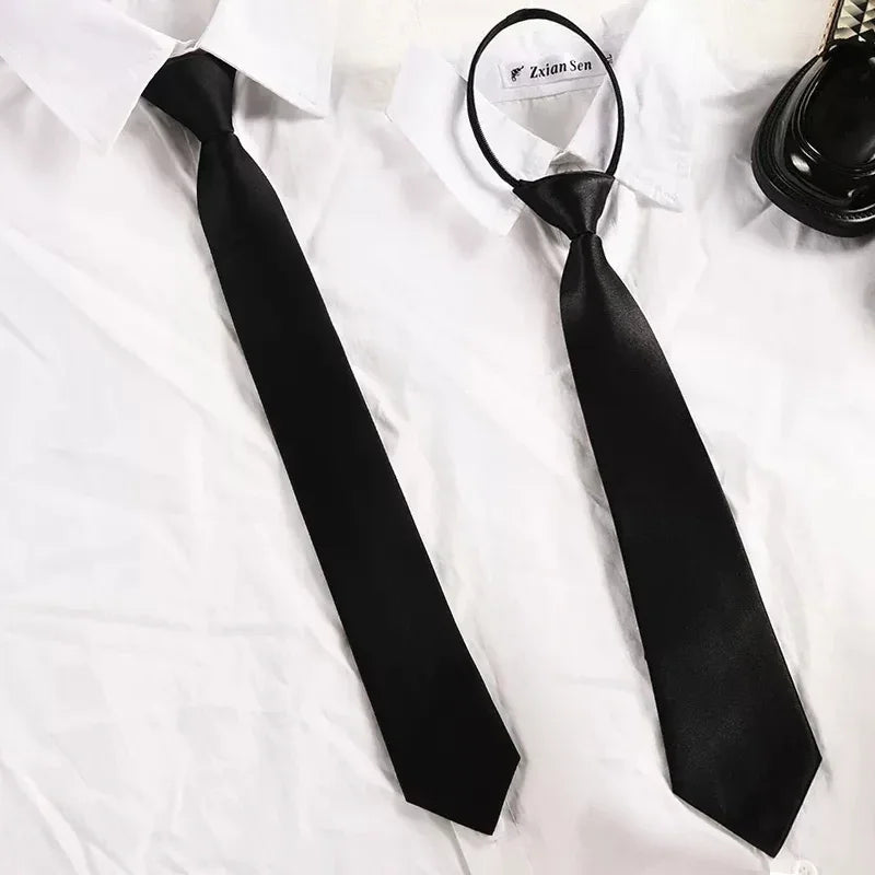 Cravatta Unisex Nera Con Clip Per Camicia Uniforme Da Stewards Matte Adatta A Uomo E Donna