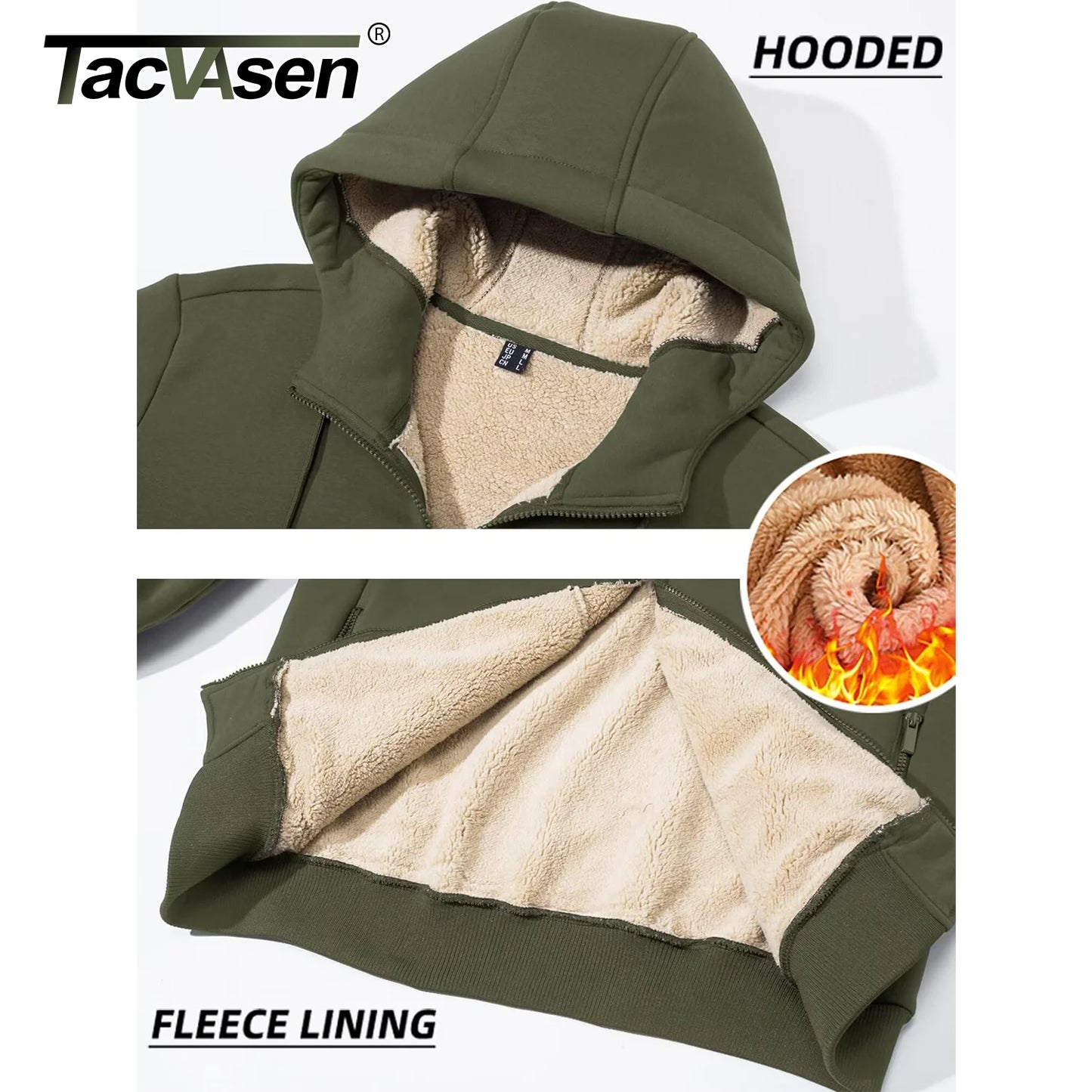Tacvasen Felpa Con Cappuccio In Pile Sherpa Da Uomo Invernale Antivento Con Zip Capispalla Casual Sportivo