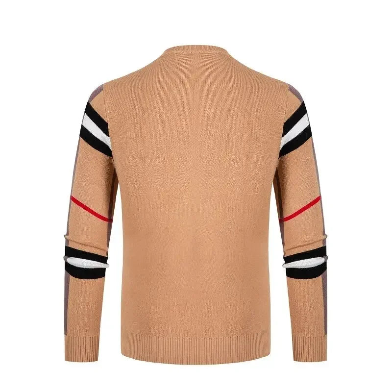Maglione Da Uomo Lavorato A Maglia Pullover Autunno Inverno 2024 Morbido Caldo A Righe E Quadri Girocollo Moda Uomo