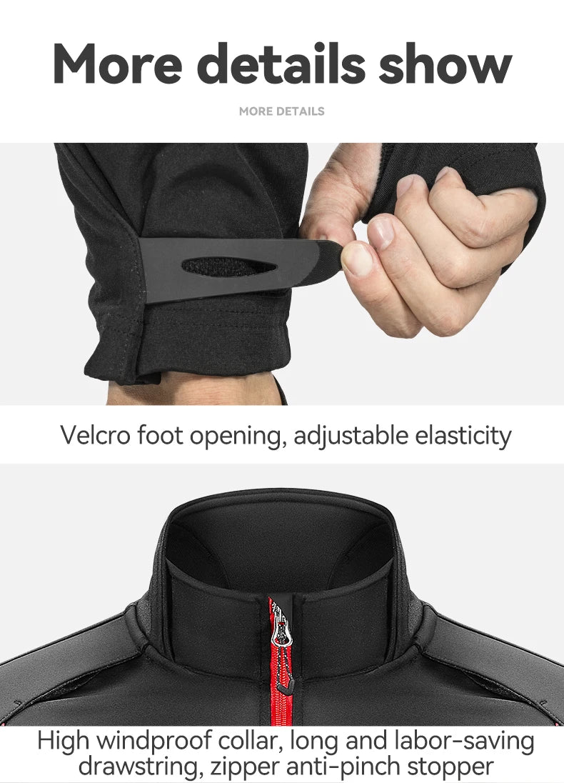 ROCKBROS Giacca Invernale Da Bicicletta Antivento Termica Con Pile Traspirante Impermeabile Riflettente