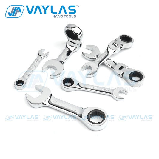 1pc 6-19mm Mini Chiave a cricchetto Strumento Chiave ultra-corta Chiave a cricchetto fissa con testa flessibile Chiave combinata tozza 72T CR-V Acciaio