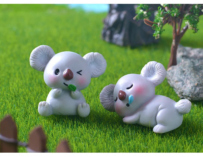 Figurine Di Koala In Resina Cartone Animato Paesaggio Decorazioni Domestiche Per Camera E Scrivania Set 4 12 20 Pezzi