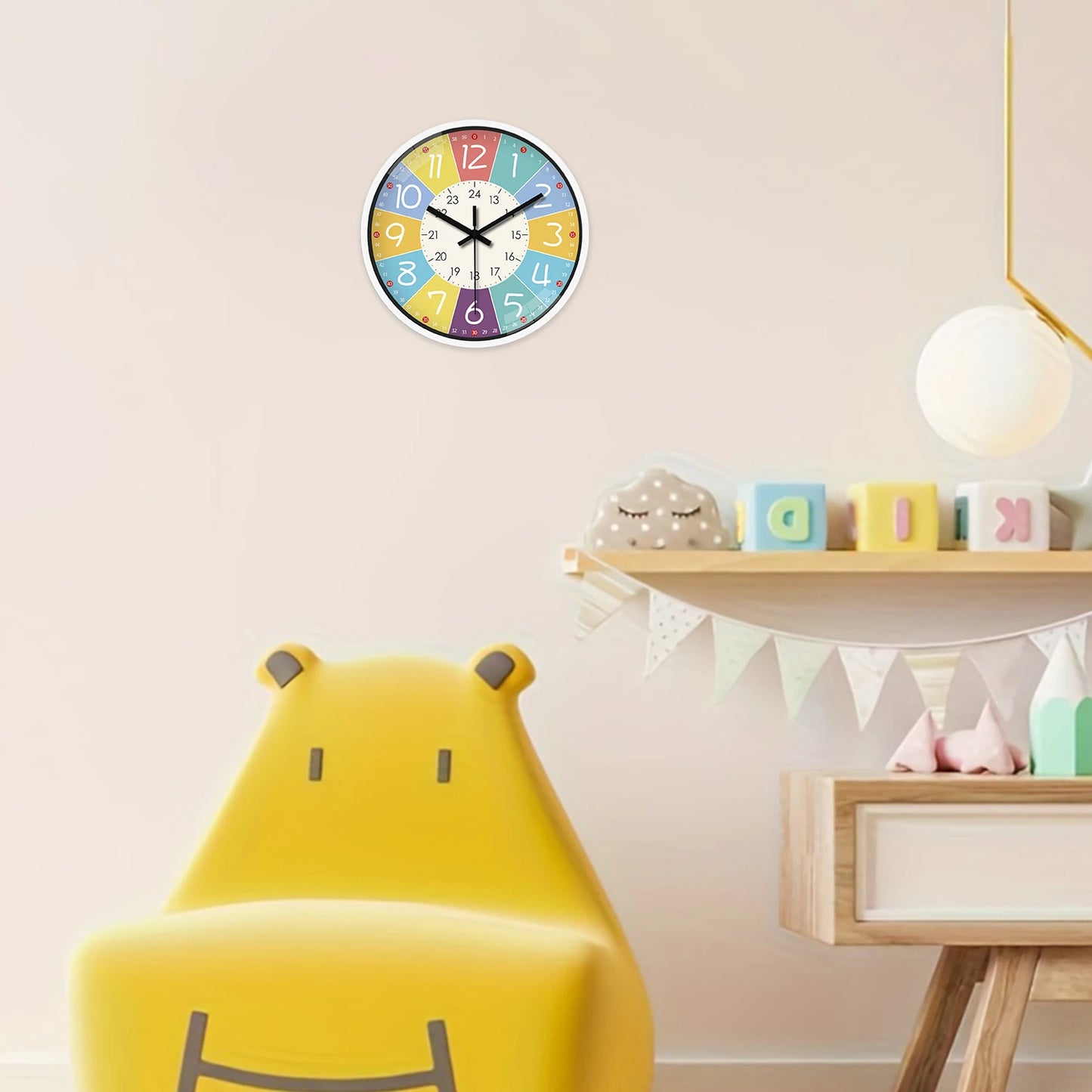 Orologio Da Parete Rotondo Da 8 Pollici Silenzioso Design Moderno Per Bambini Accessori Decorativi