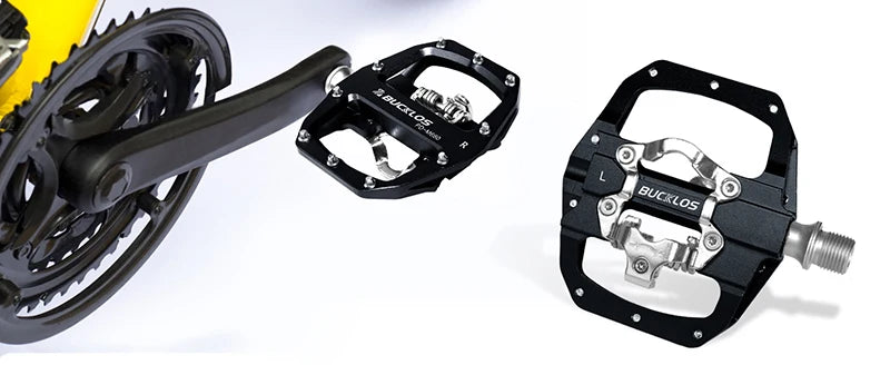 Bucklos Pedali MTB Piatto Piattaforma in Lega di Alluminio con Sistema SPD Integrato Compatibile Mountain Bike