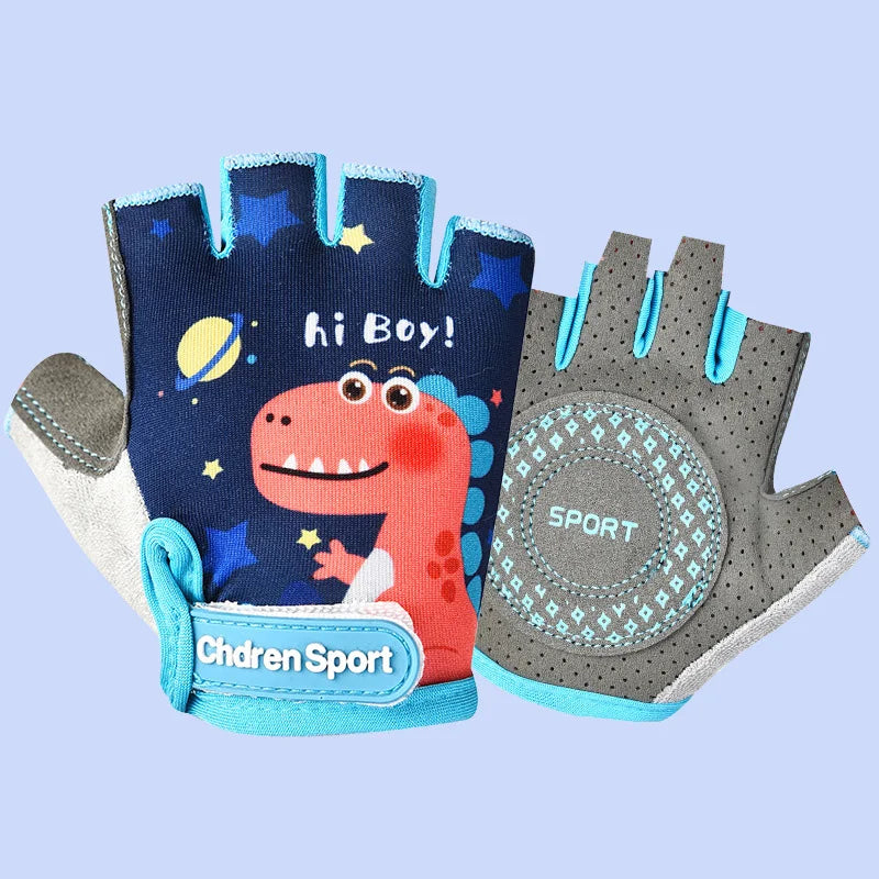 Guanti Sportivi Senza Dita per Bambini Protezione Ciclismo Pattinaggio su Rotelle Antiusura Allenamento