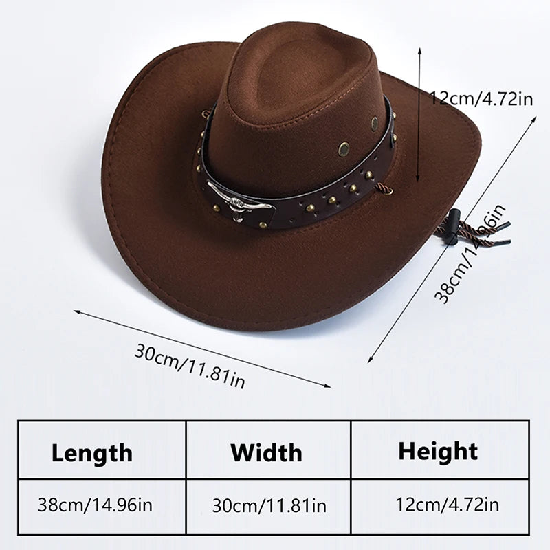 Cappello Da Cowboy In Pelle Scamosciata Artificiale Unisex Vintage Con Grande Bordo Per Cosplay E Feste