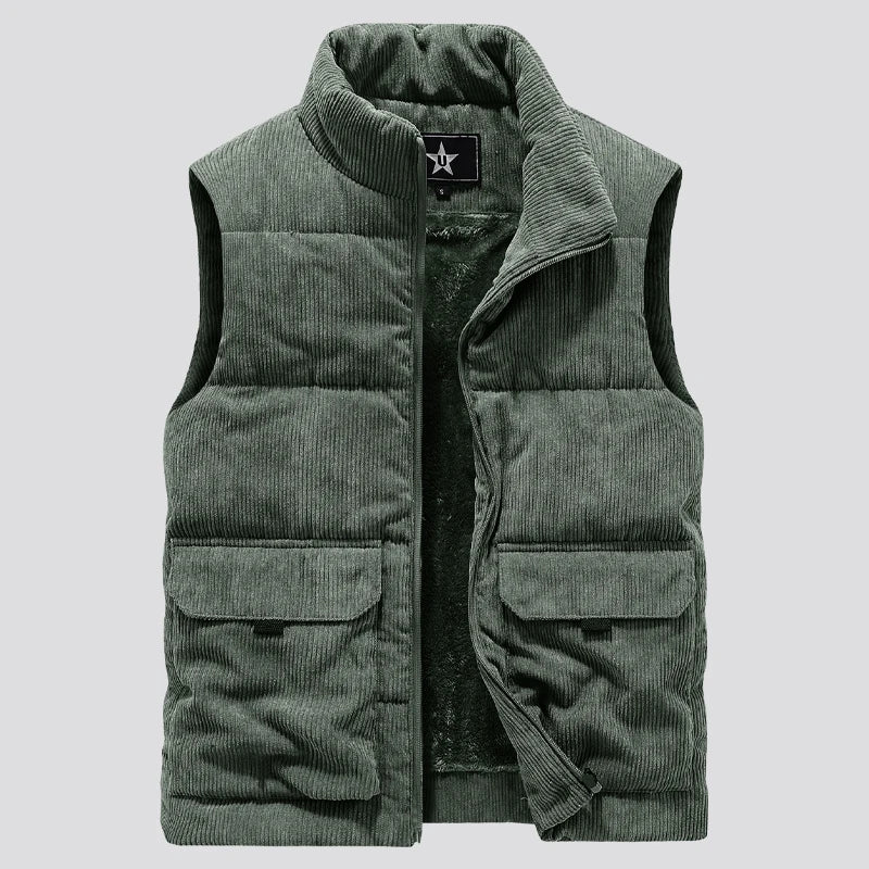 Gilet Pile Da Uomo Inverno Caldo Senza Maniche Con Colletto Quadrato Stile Esercito Abbigliamento