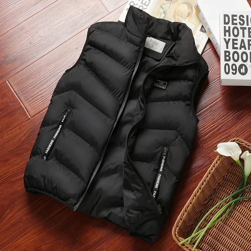 Puffer Senza Maniche Da Uomo 2024 Colletto Mandarino Giacca Piumino Inverno Caldo Gilet Outwear Abbigliamento Uomo