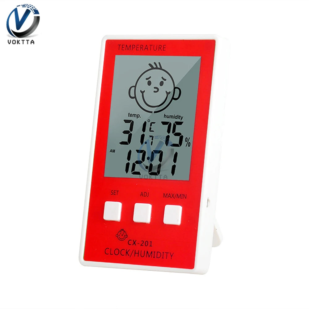 CX 201 Termometro Digitale 3 In 1 Igrometro Orologio Elettronico Interno Monitor Umidità