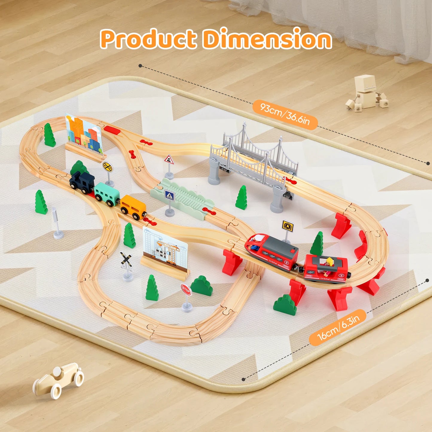 Set Di Treni In Legno Montessori 72 E 108 Pezzi Per Bambini Regalo Educativo Di Ingegneria Ferroviaria
