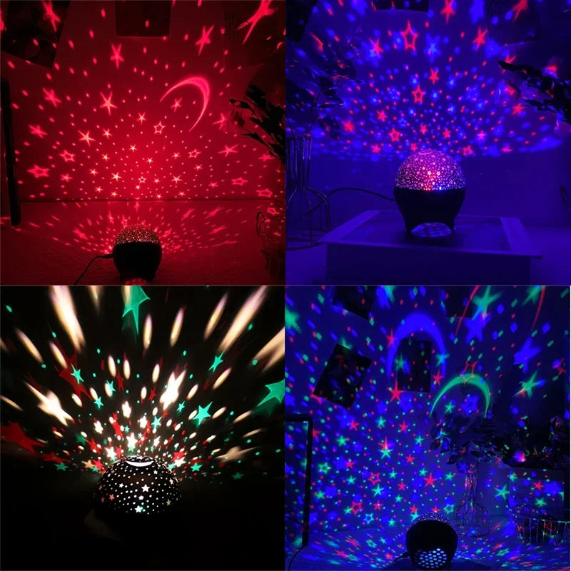 Luce notturna per bambini Proiettore stellare Rotazione di 360 gradi Cambia colore con cavo USB Lampada per l'arredamento dell'atmosfera del soffitto della camera da letto