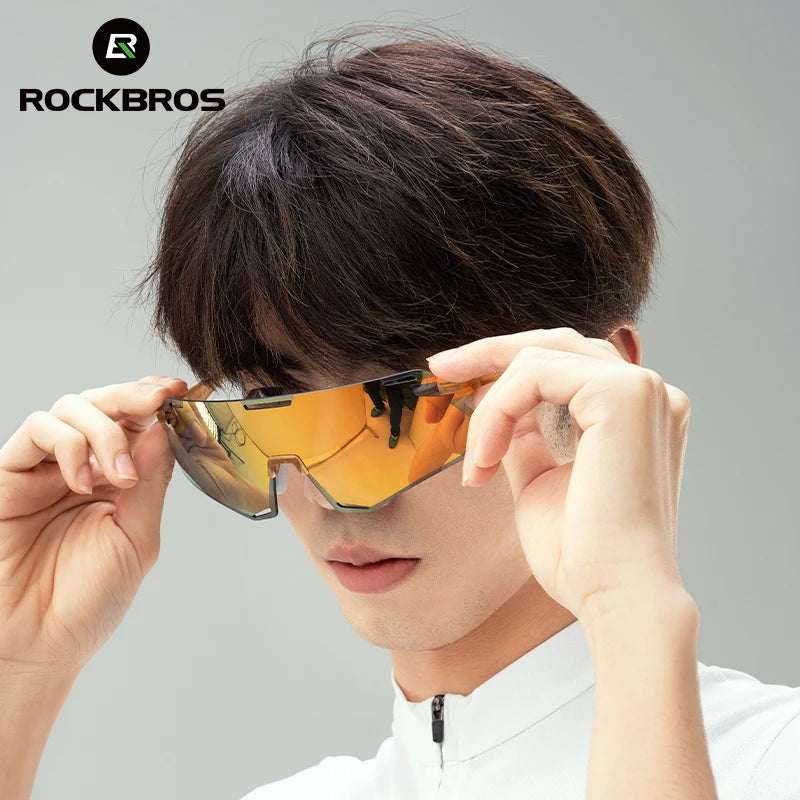 ROCKBROS Occhiali Da Ciclismo Leggeri Senza Cornice Lenti Fotocromatiche Ad Alta Definizione Per Strada Sportivi
