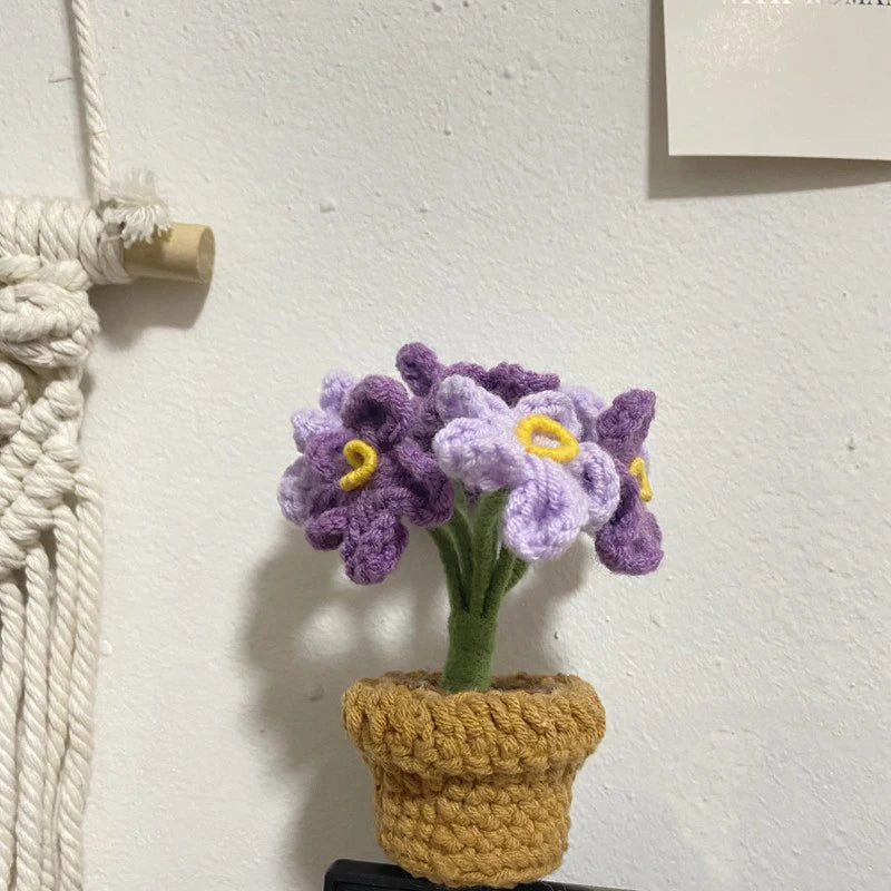 Fiore In Vaso Fai Da Te Rosa Mini Tessuti A Mano Per Scrivania Ufficio Decorazione Casa Filo Di Lana