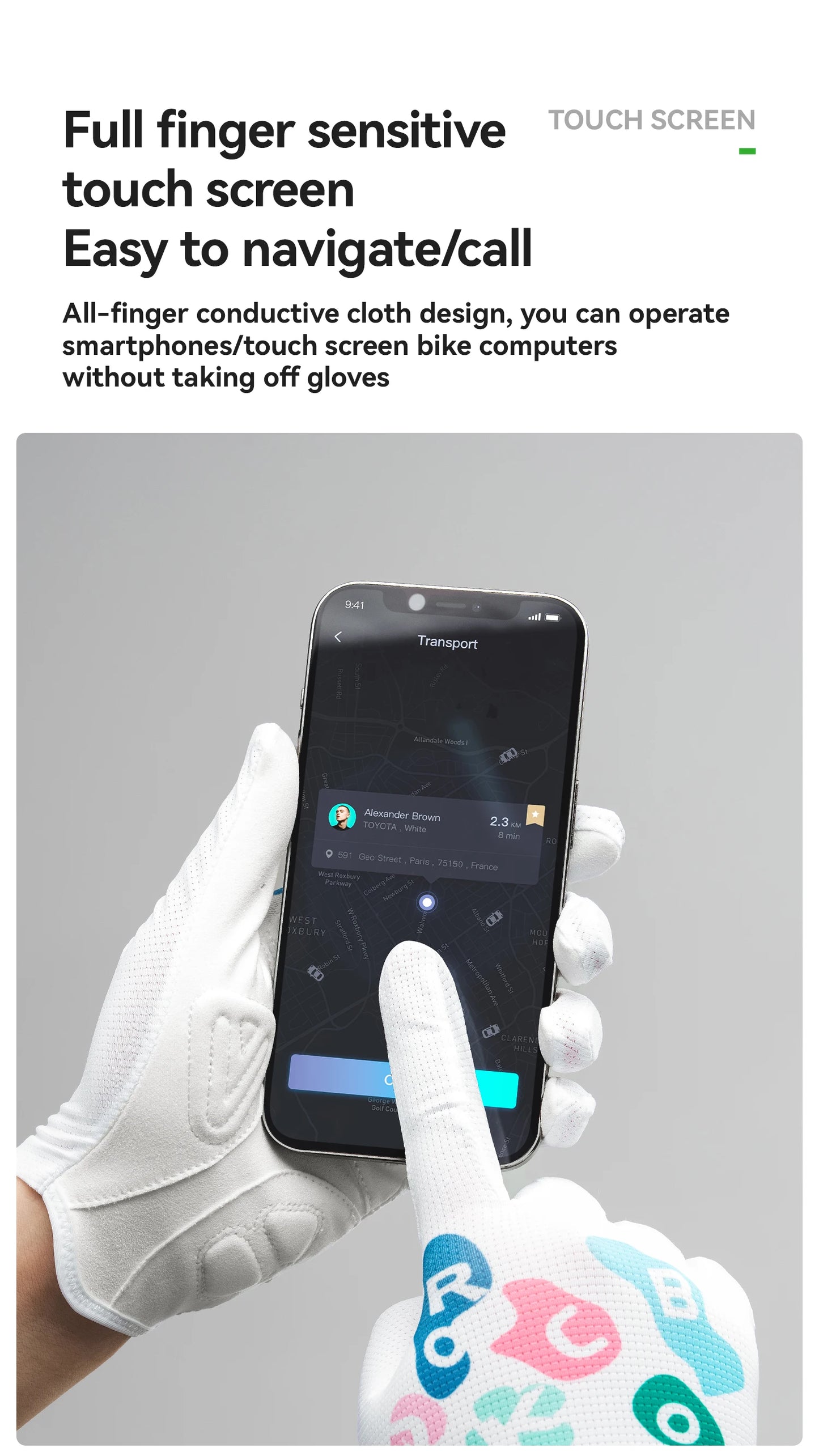 Guanti Ciclismo Estivi Da Donna Traspiranti A Dita Intere Con Touch Screen Imbottiti Antiscivolo Per Bici Strada MTB
