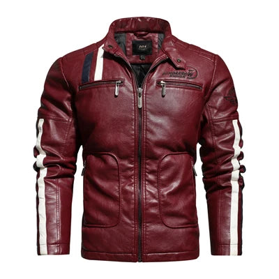 Dimusi Giacche Invernali Uomo In PU Stile Moto Vintage Cerniera Ecopelle Biker Con Cappuccio Nero Blu Rosso Vino
