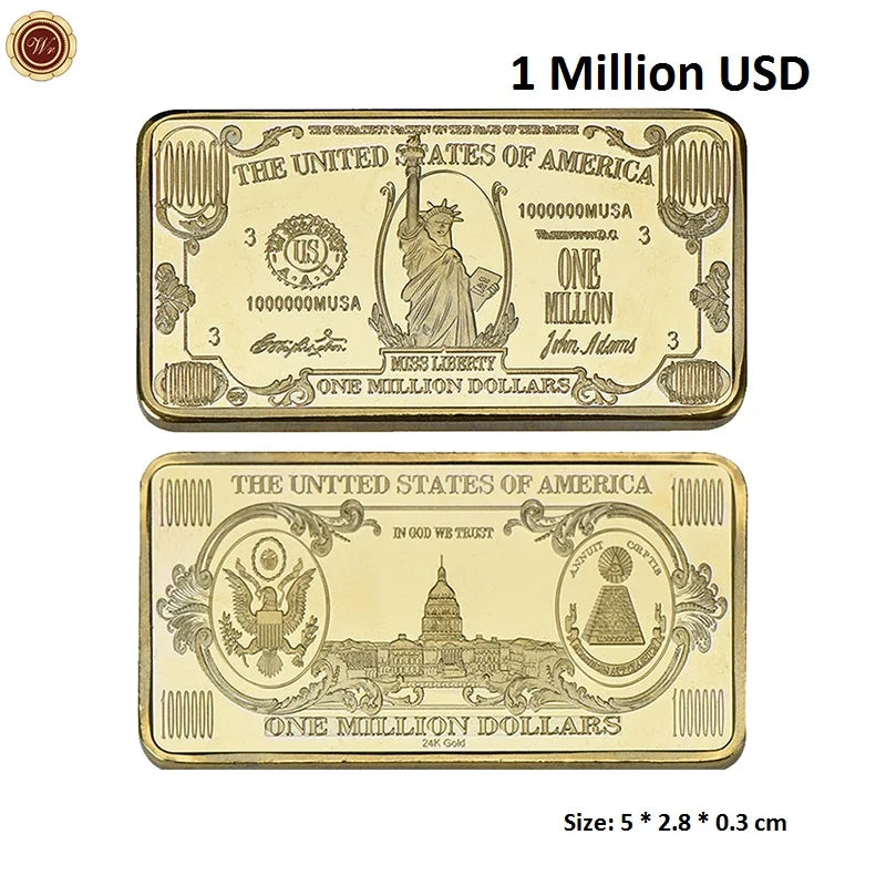Barra Placcata Oro 24K E Argento Design Dollaro USA Moneta Souvenir Da Collezione Regalo Per Uomo