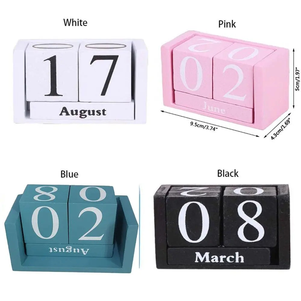 Calendario Perpetuo In Legno MDF Con Blocchi Eterni Display Mensile Stile Pastorale Per Ufficio E Casa Decorativo
