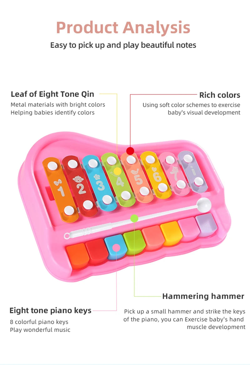 Xilofono Educativo Montessori Per Bambini A 8 Toni Strumenti Musicali Giocattoli Percussione Per 0 3 Anni