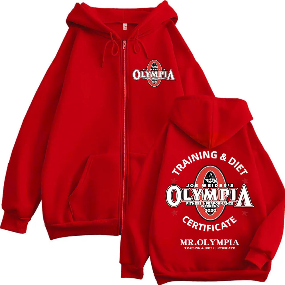Felpa Con Cappuccio Zippata Grafica Mr Olympla Uomo Donna Palestra Fitness Abbigliamento Casual Pullover Largo