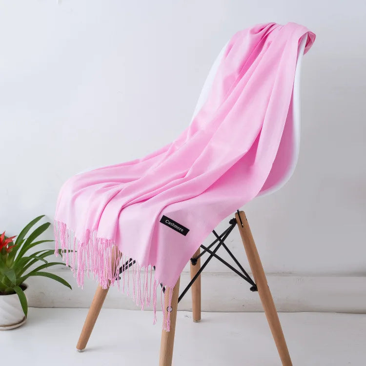 Sciarpa di Pashmina da Donna Morbida Cashmere Foulard Viaggio Ufficio Inverno Caldo Hijab Solido Avvolge Bandana