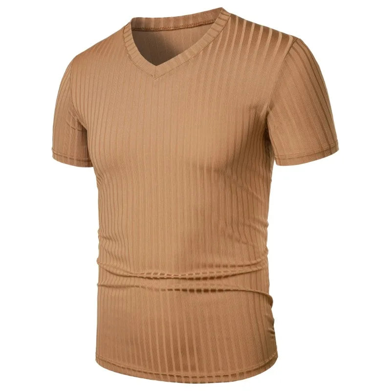 T Shirt Muscolari Da Uomo A Maniche Corte Estive Elasticizzate Scollo A V Bodybuilding Streetwear Allenamento Costine