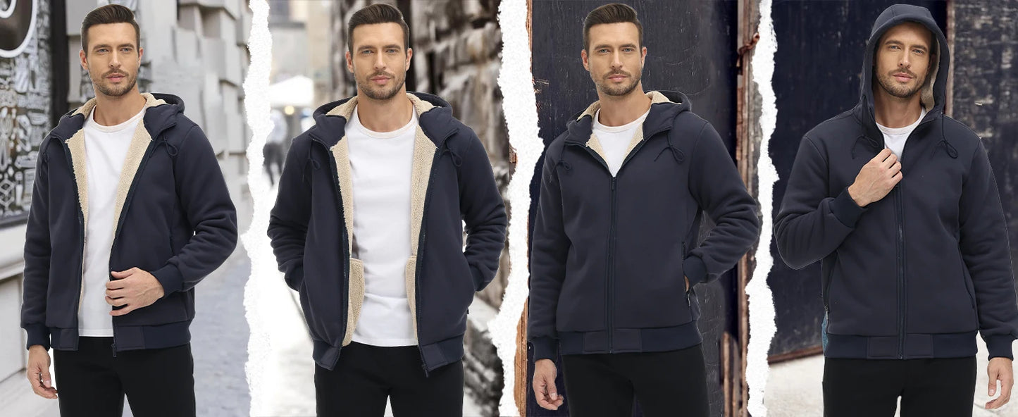 Tacvasen Felpa Con Cappuccio In Pile Sherpa Da Uomo Invernale Antivento Con Zip Capispalla Casual Sportivo