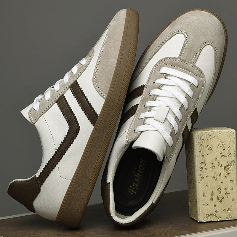 Scarpe Vulcanizzate Uomo Collezione Primaverile Scarpe Stringate Casual da Esterno Pelle Classiche da Passeggio Skate