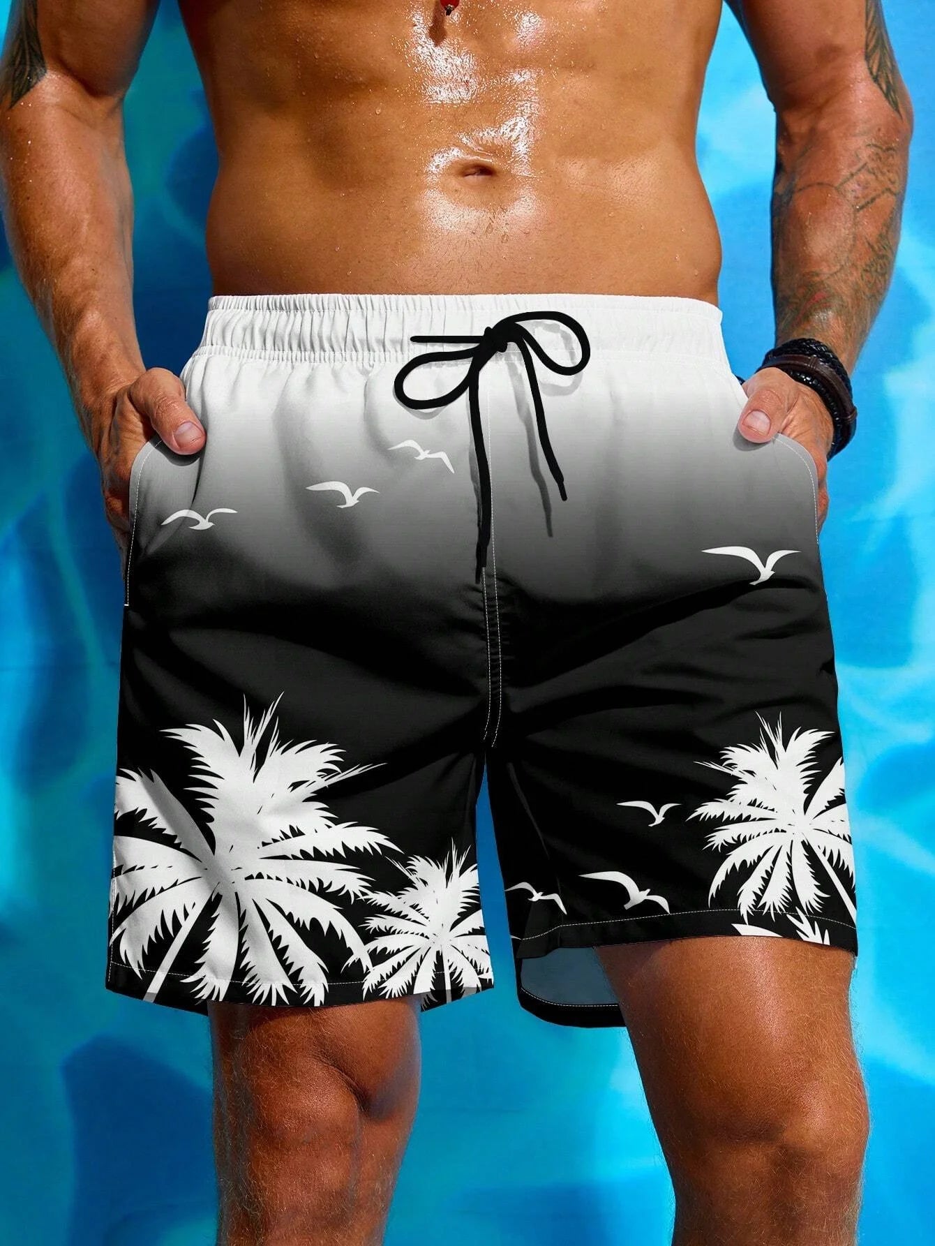 Pantaloncini Da Surf Con Coulisse In Vita E Stampa Di Palme Per Uomo Estate Traspiranti Pantaloncini Da Bagno Stampa 3D