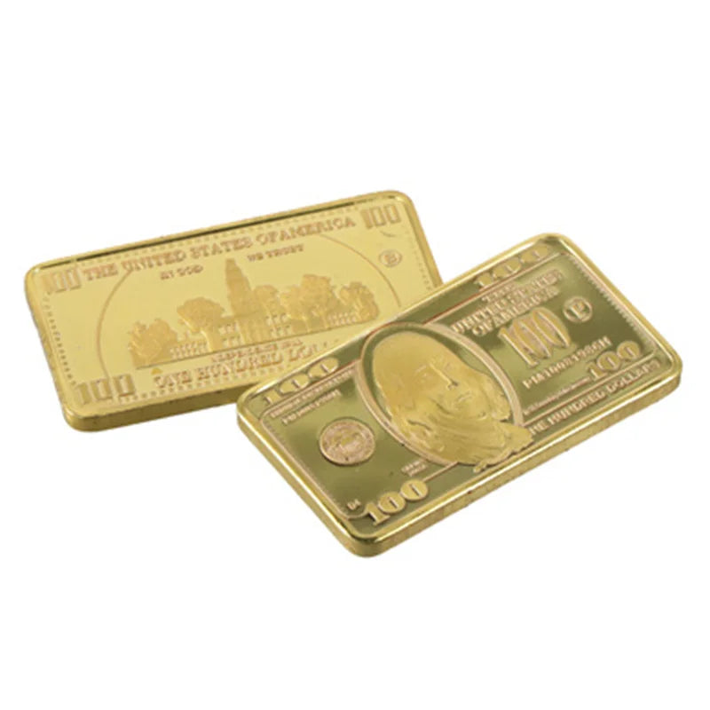 Pezzo Unico Lingotto D'Oro Da 100 Dollari USA 24K Barra Dorata Metallica Americana Lingotto Dorato